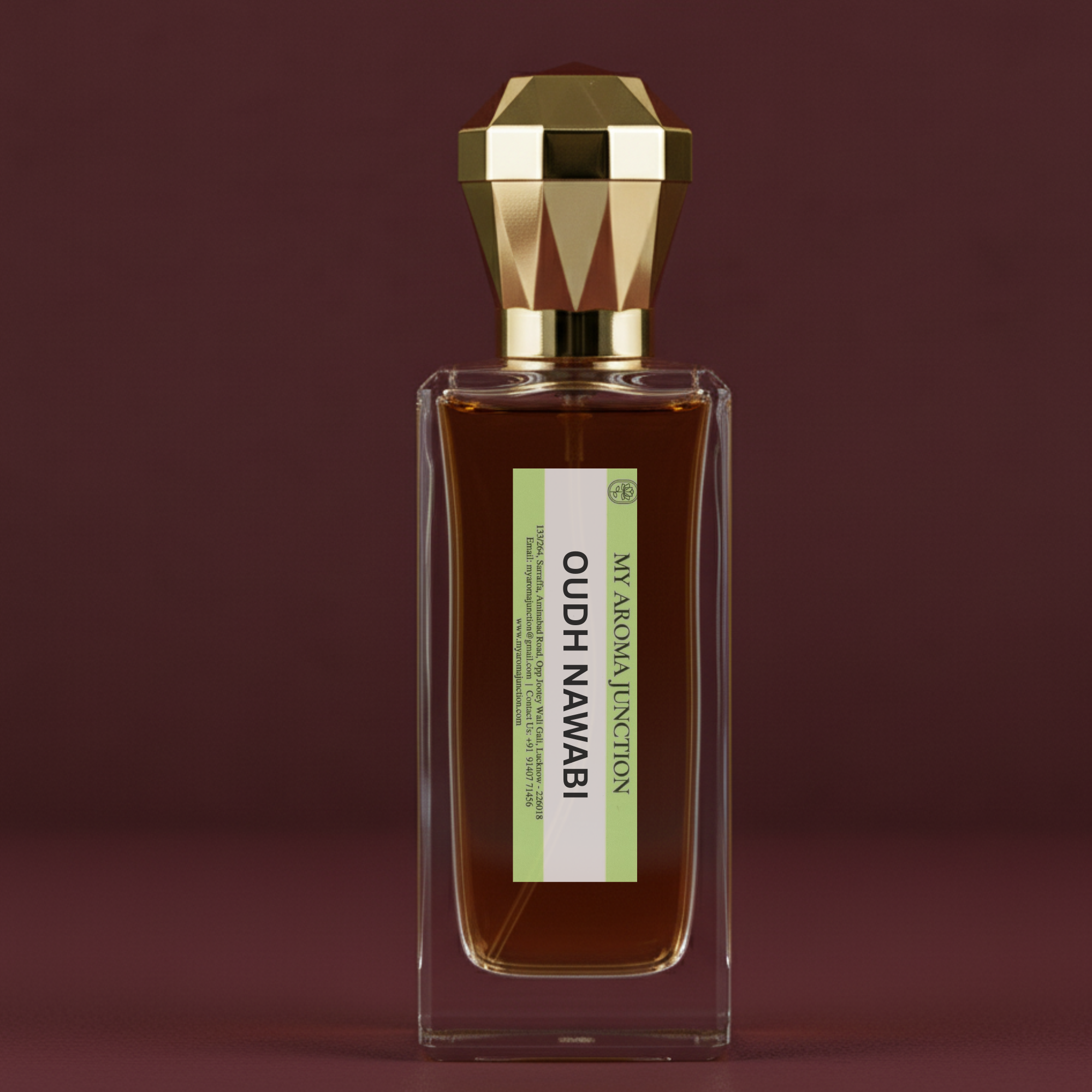 Perfume labeled with Oudh Nawabi from My Aroma Junction best perfume shop in Lucknow.