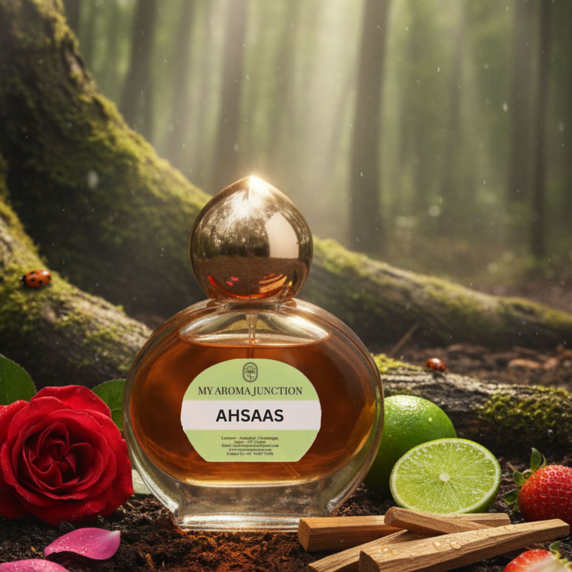 Ahsaas Attar 12ml – Warm Amber, Floral Citrus & Sweet Sandal